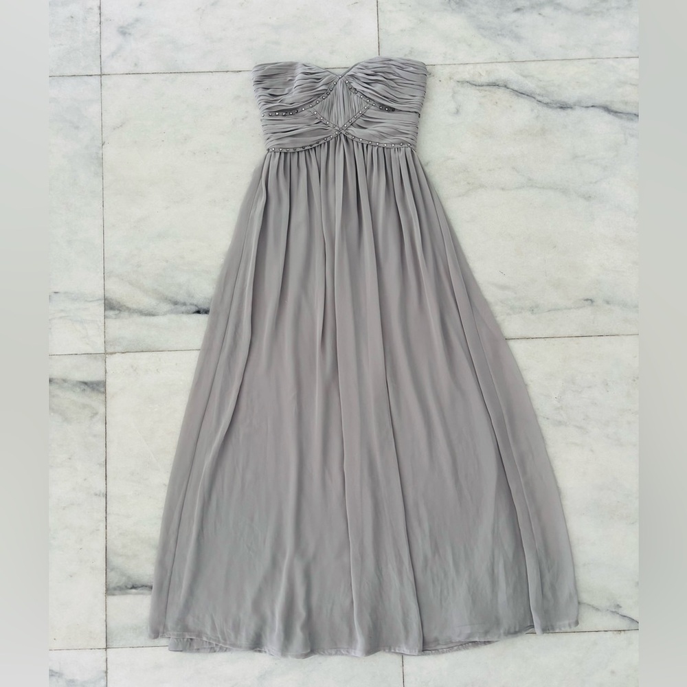 Pearl Georgina Chapman of Marchesa Formal Dress Gown Gray Strapless Womens 6